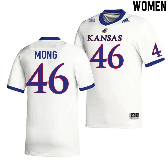 Women #46 Dillon Mong Kansas Jayhawks College Football Jerseys Stitched Sale-White